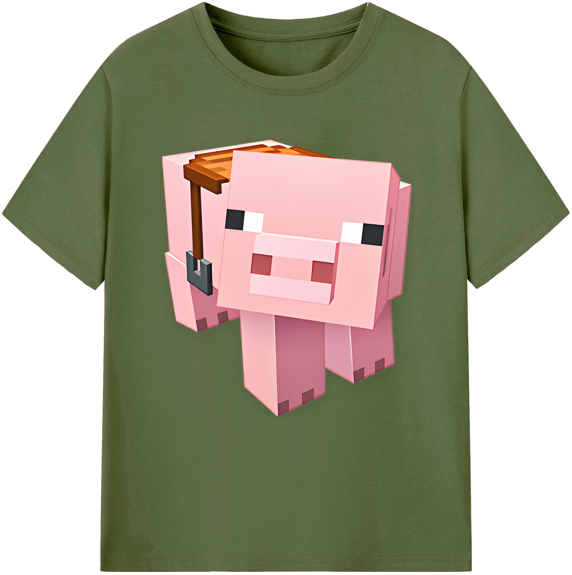 （画像用） マインクラフト ブロックの世界 Minecraft MC Block world 綿100％半袖Tシャツ（フロントプリント）